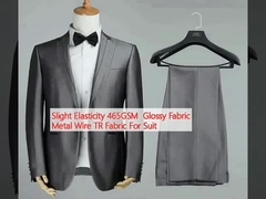 Ligeira elasticidade 465GSM Tecido brilhante fio de metal TR Tecido para fato